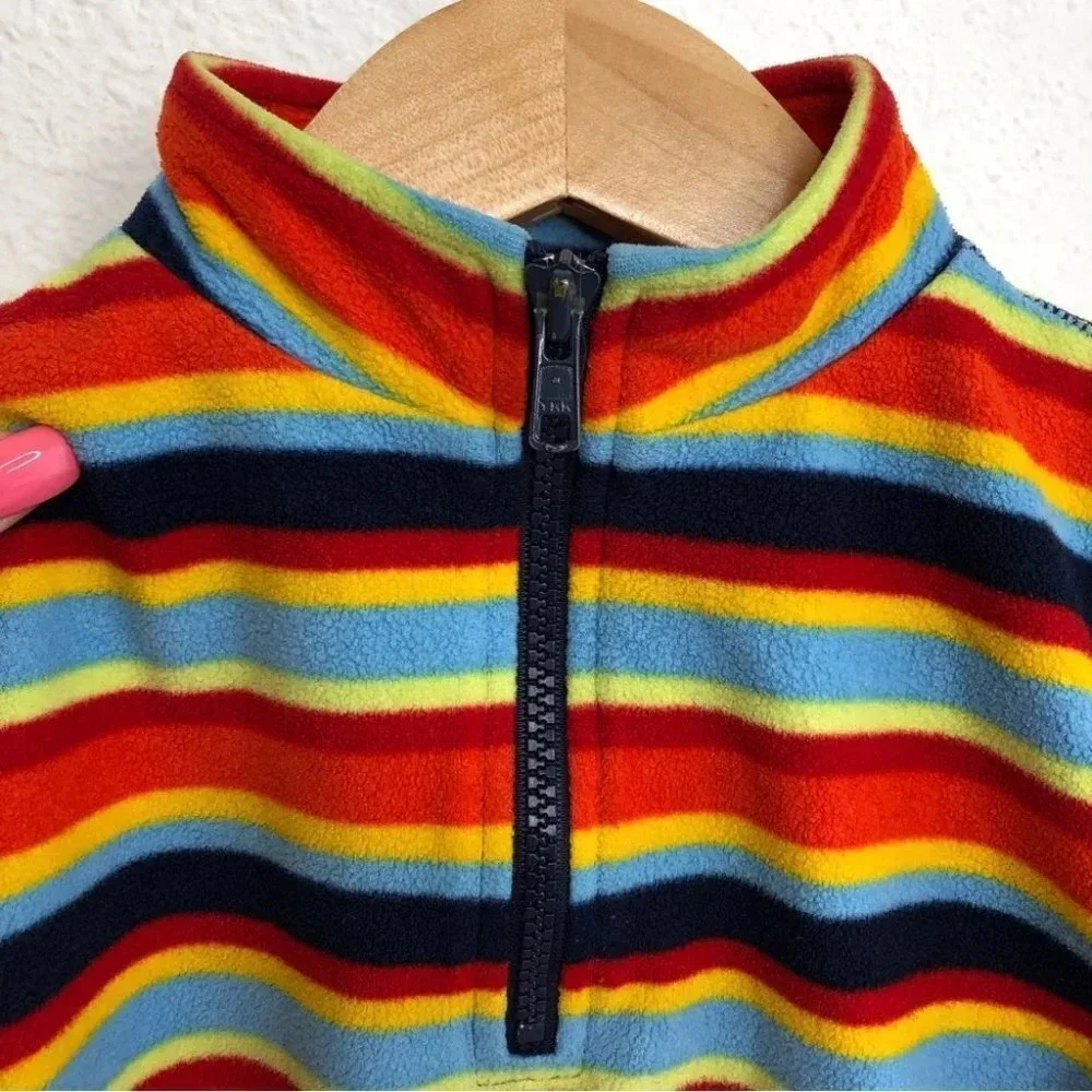 Hanna Andersson fleece pullover‎ half zip rainbow stripe size 100 or 4 years
